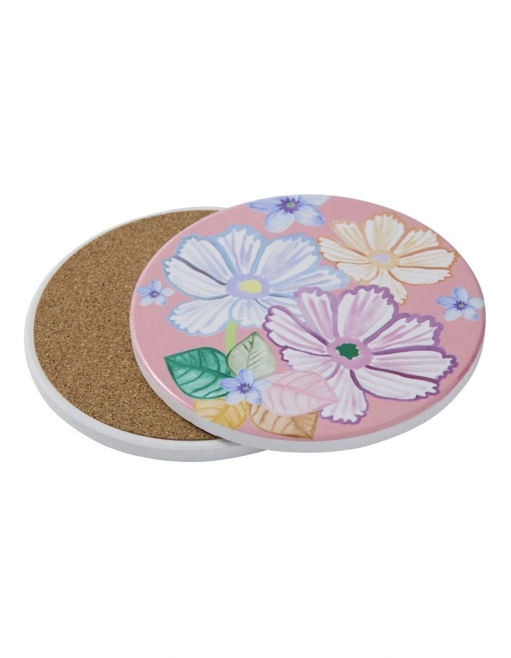 Poppy Love Ceramic Round Coaster 10cm in Mustard image 2