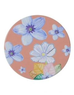 Poppy Love Ceramic Round Coaster 10cm in Peach