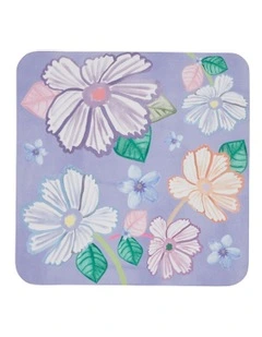 Poppy Love Cork Back Coaster 10.5cm Set of 4 Gift Boxed in Purple