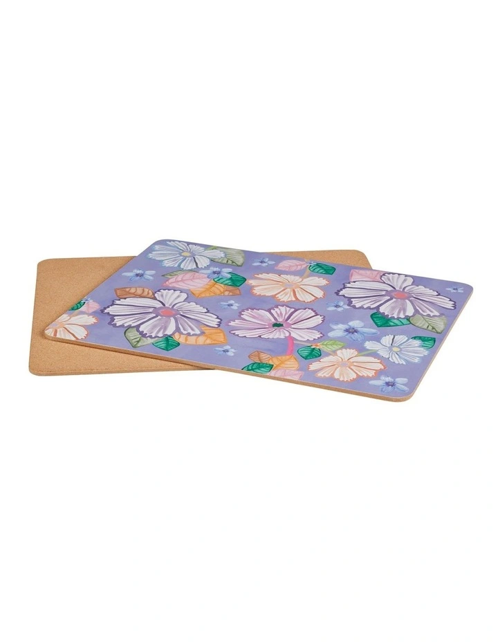 Poppy Love Cork Back Placemat 34x26.5cm Set of 4 Gift Boxed in Purple image 2