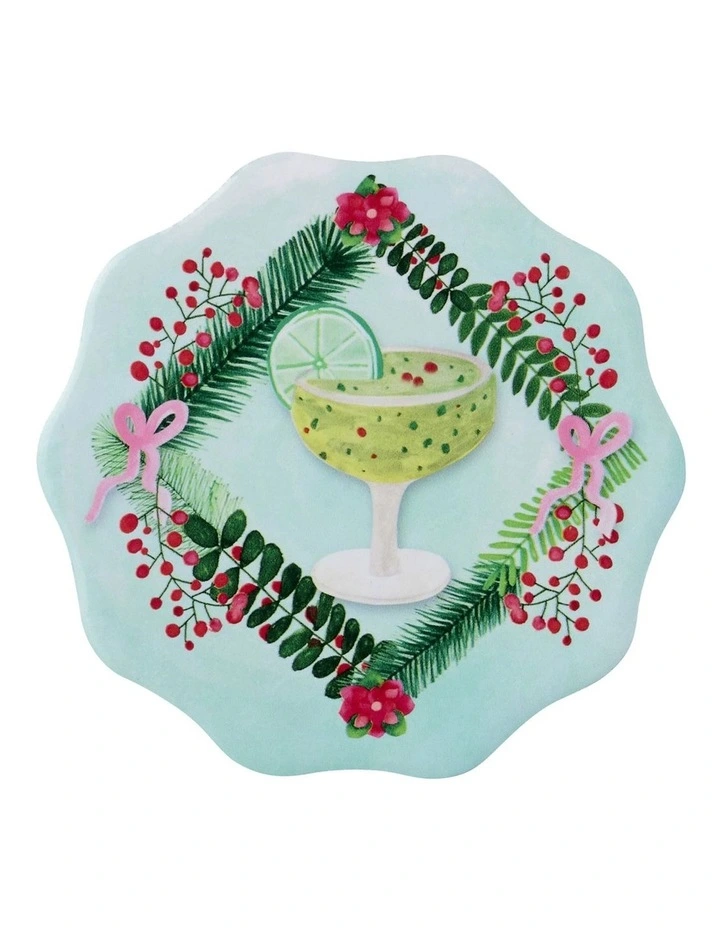 Tis The Season Scallop Ceramic Coaster 10cm Set of 4 in Multi image 2