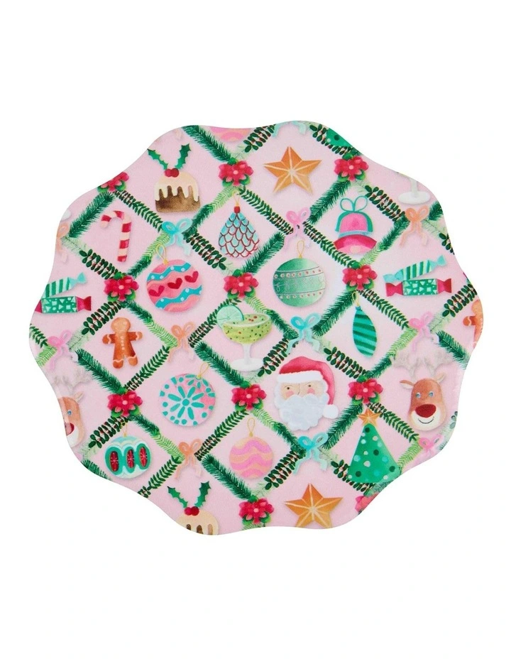 Tis The Season Scallop Ceramic Coaster 10cm Set of 4 in Multi image 3