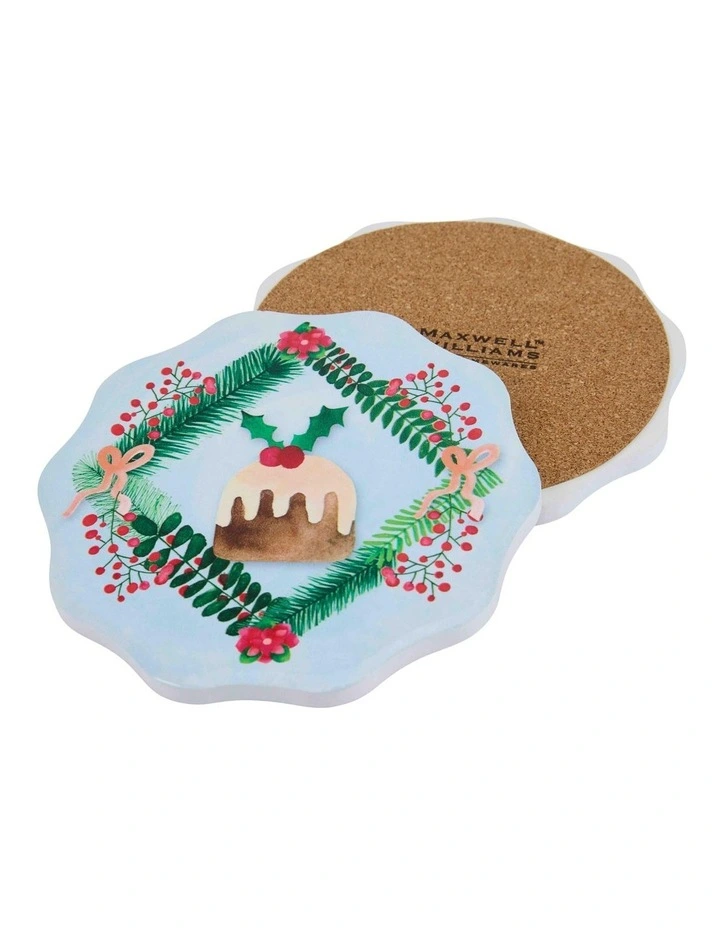 Tis The Season Scallop Ceramic Coaster 10cm Set of 4 in Multi image 5
