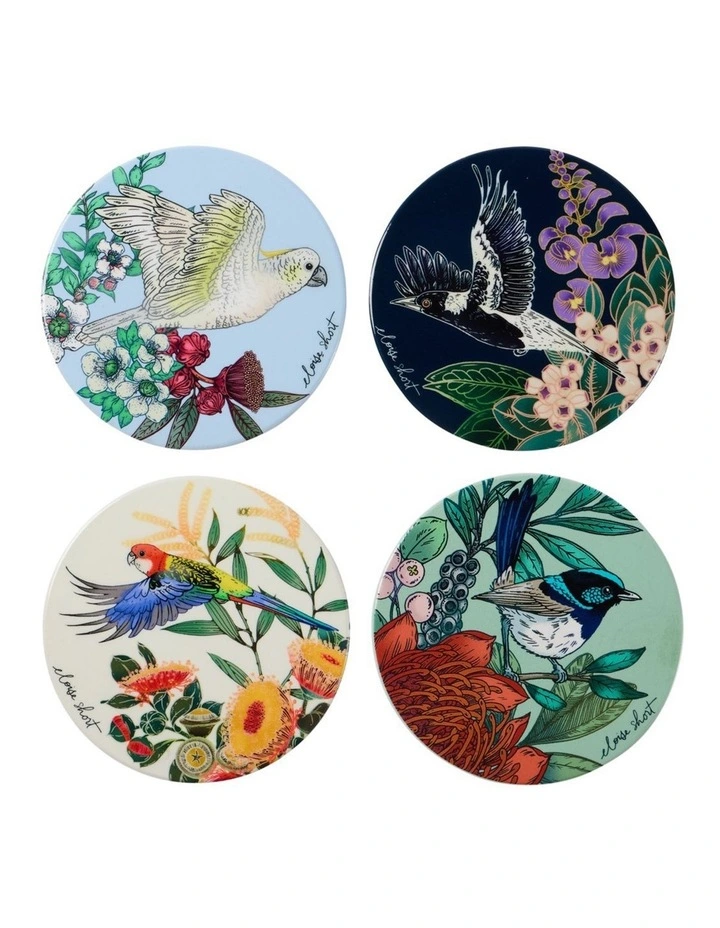 Eloise Short Native Grace Ceramic Coaster 10cm Set of 4 in Multi image 1