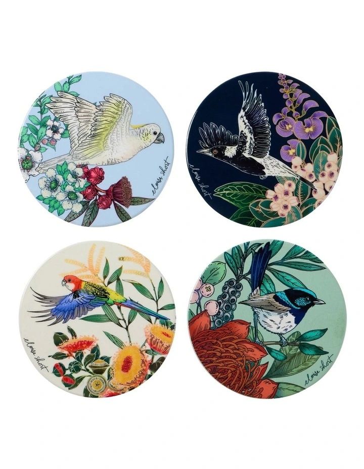 Eloise Short Native Grace Ceramic Coaster 10cm Set of 4 in Multi image 1