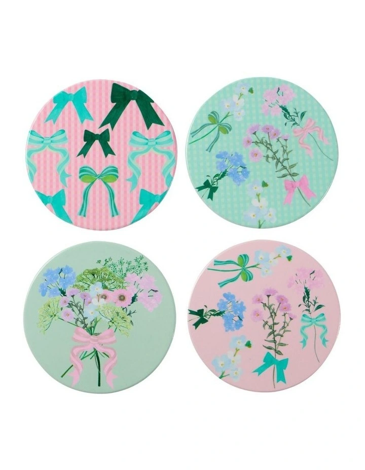 Cherish Ceramic Coaster 10cm Set of 4 Gift Boxed in Multi image 1