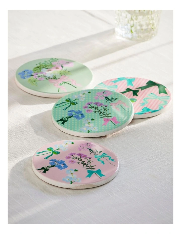 Cherish Ceramic Coaster 10cm Set of 4 Gift Boxed in Multi image 3