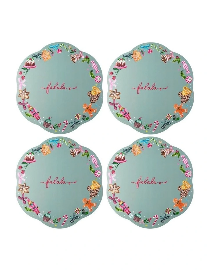 Fa la la Scallop Cork Back Placemat 32cm Set of 4 Gift Boxed image 1