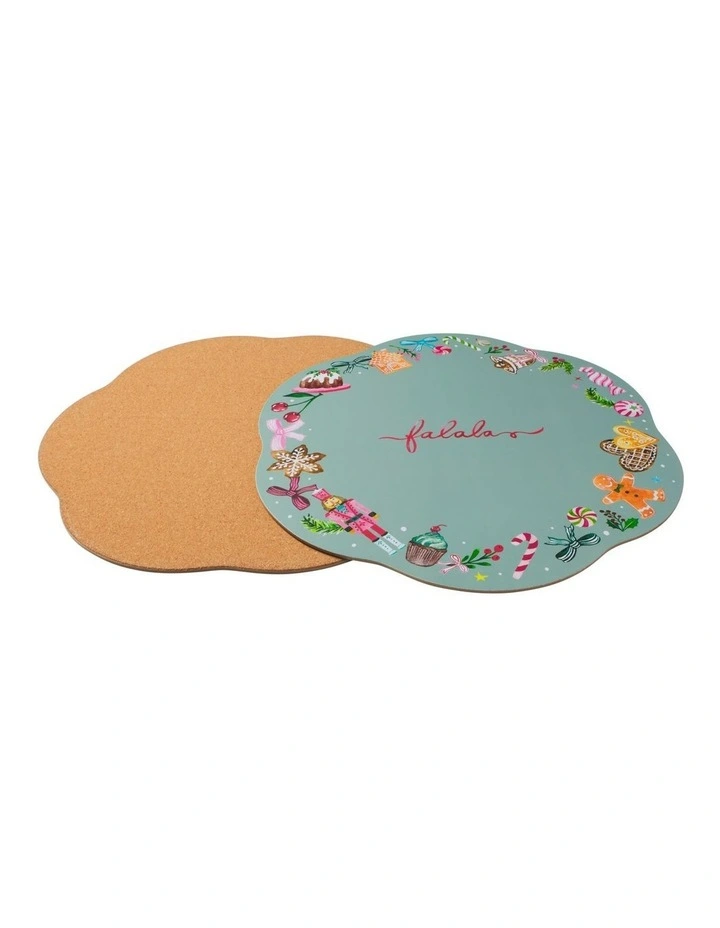 Fa la la Scallop Cork Back Placemat 32cm Set of 4 Gift Boxed image 2