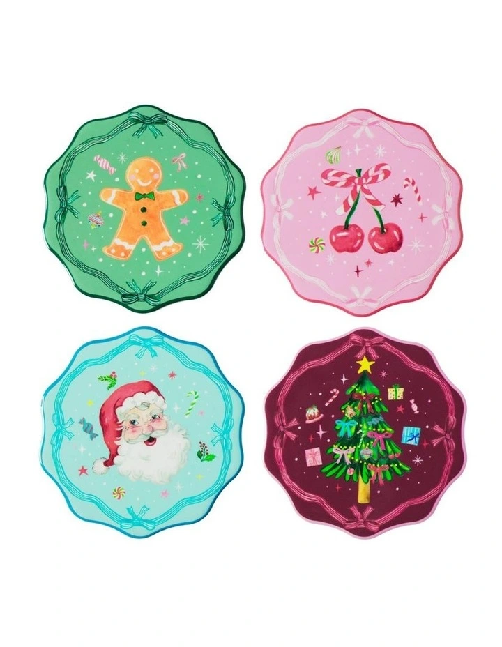 Fa la la Scallop Ceramic Coaster 10cm Set of 4 Gift Boxed image 1