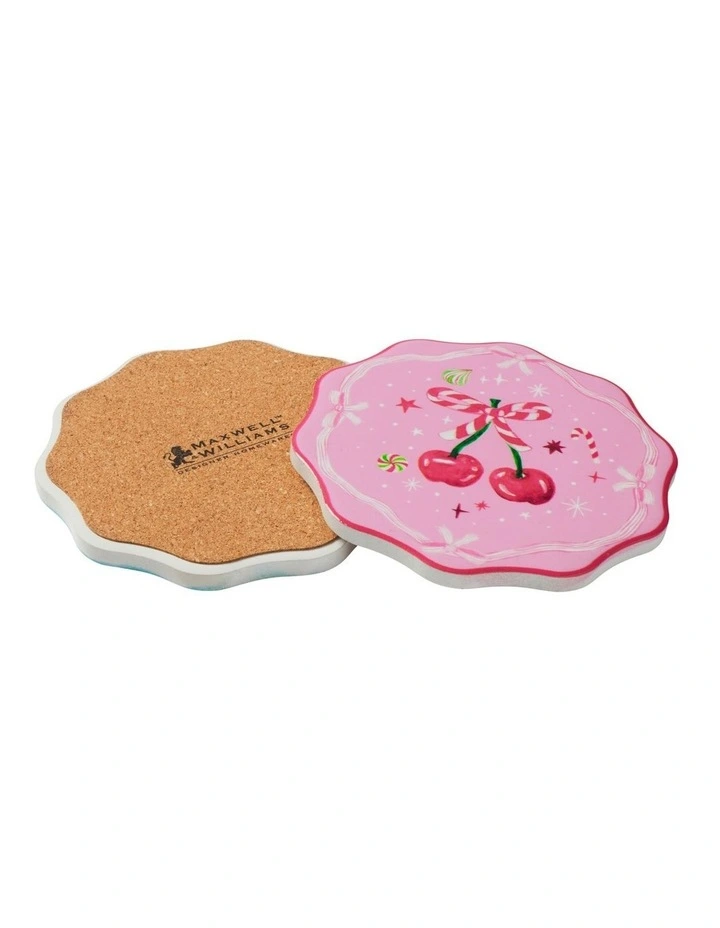 Fa la la Scallop Ceramic Coaster 10cm Set of 4 Gift Boxed image 2