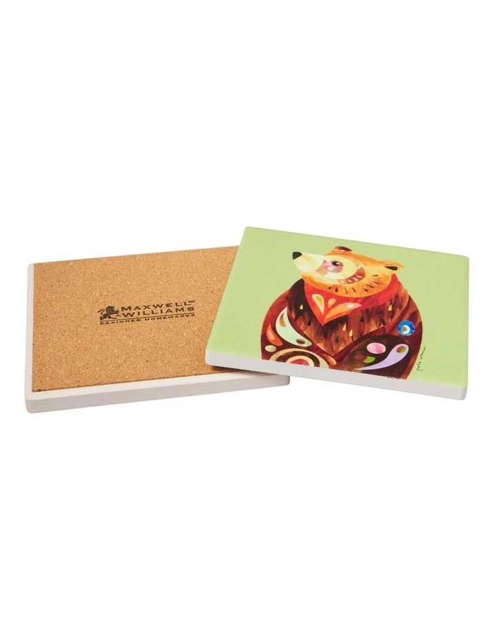 Pete Cromer Woodland Creatures Ceramic Square Coaster 10cm Brown Bear image 2