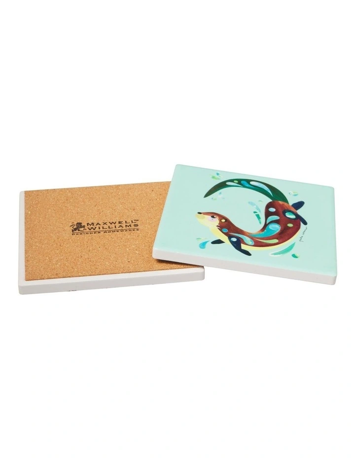 Pete Cromer Woodland Creatures Ceramic Square Coaster 10cm Otter image 2