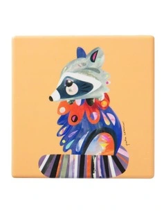 Pete Cromer Woodland Creatures Ceramic Square Coaster 10cm Racoon