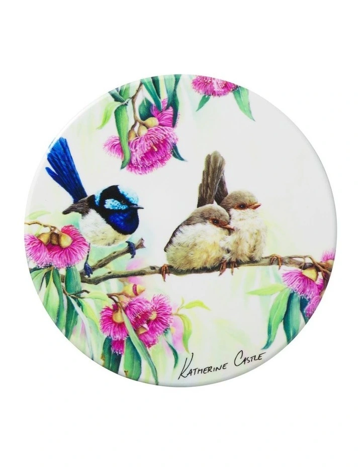 Katherine Castle Song of the South Ceramic Round Coaster 10cm Superb Fairy-wrens image 1