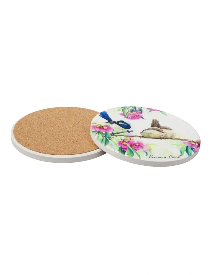 Katherine Castle Song of the South Ceramic Round Coaster 10cm Superb Fairy-wrens image 2