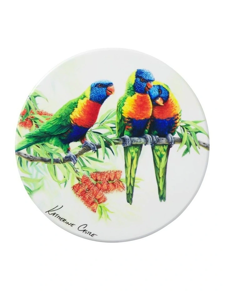 Katherine Castle Song of the South Ceramic Round Coaster 10cm Lorikeet image 1
