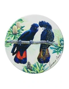 Katherine Castle Song of the South Ceramic Round Coaster 10cm Black Cockatoo