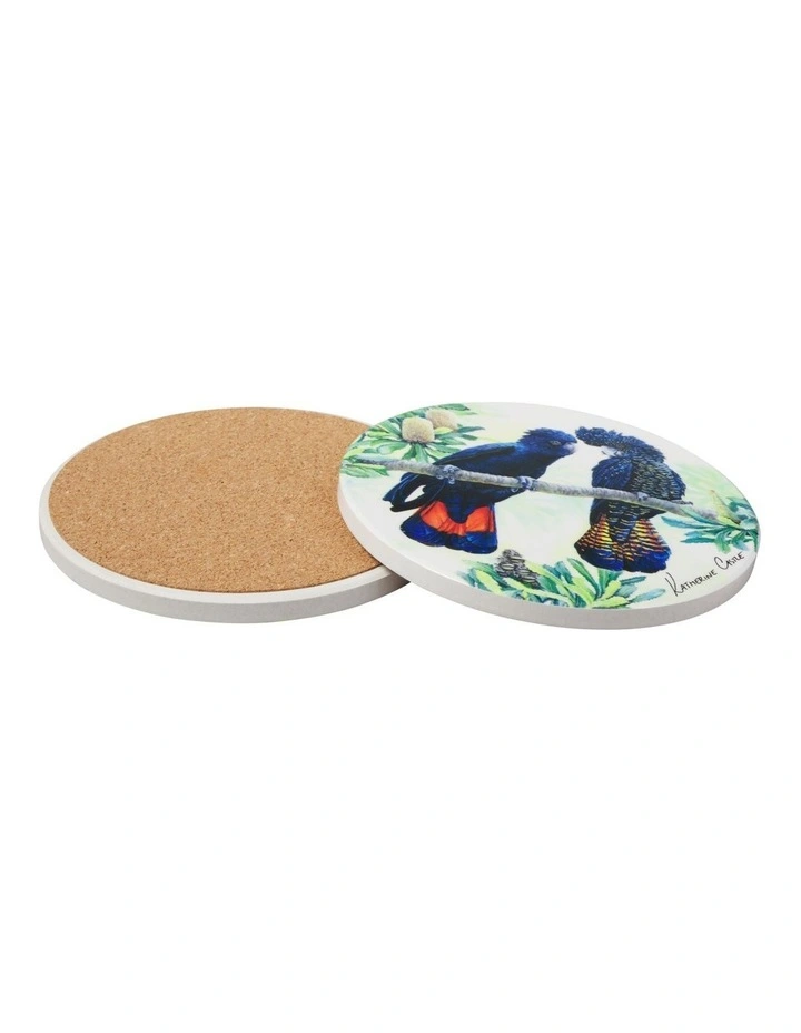 Katherine Castle Song of the South Ceramic Round Coaster 10cm Black Cockatoo image 2