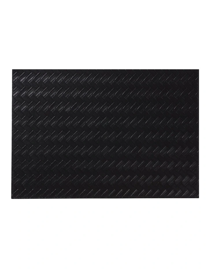 Table Accents Plait Leather Look Placemat 43x30cm in Black image 1