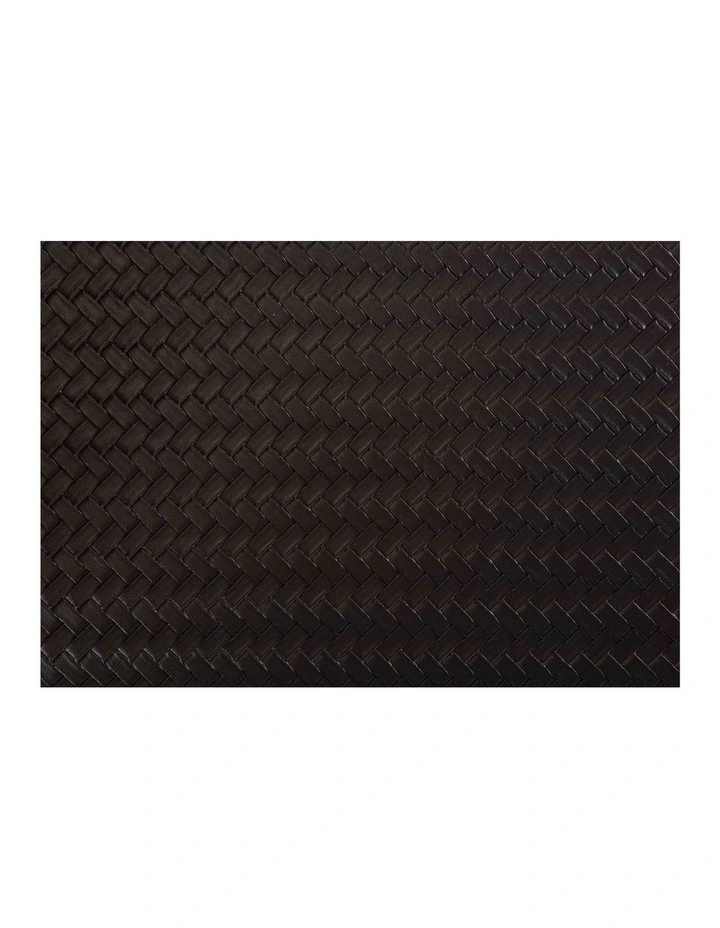 Table Accents Leather Look Placemat 43x30cm Set of 12 in Black Plait image 1