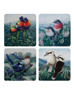 Birds of Australia KC 10 Year Anniversary 10.5cm Set of 4 Gift Boxed Cork Back Coaster