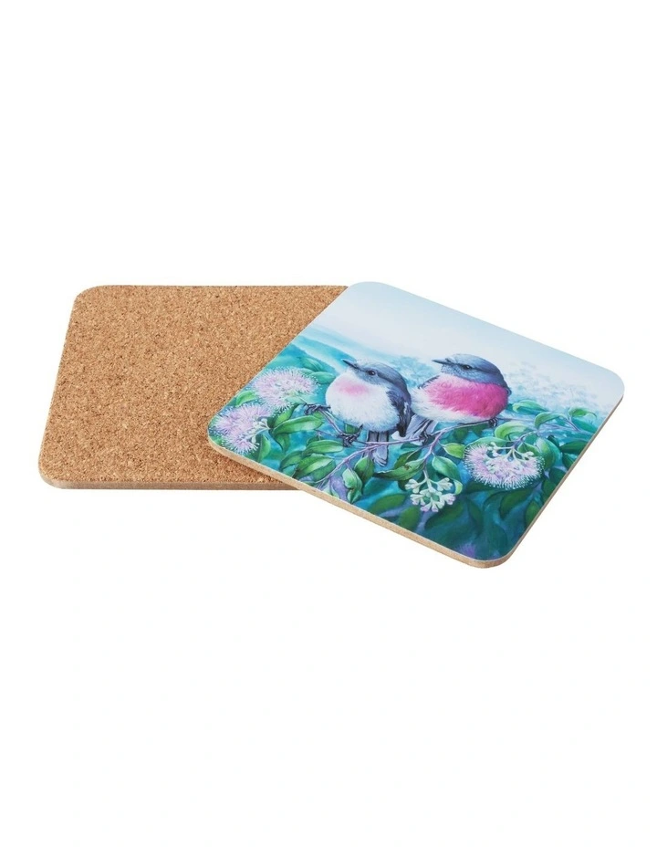 Birds of Australia KC 10 Year Anniversary 10.5cm Set of 4 Gift Boxed Cork Back Coaster image 2