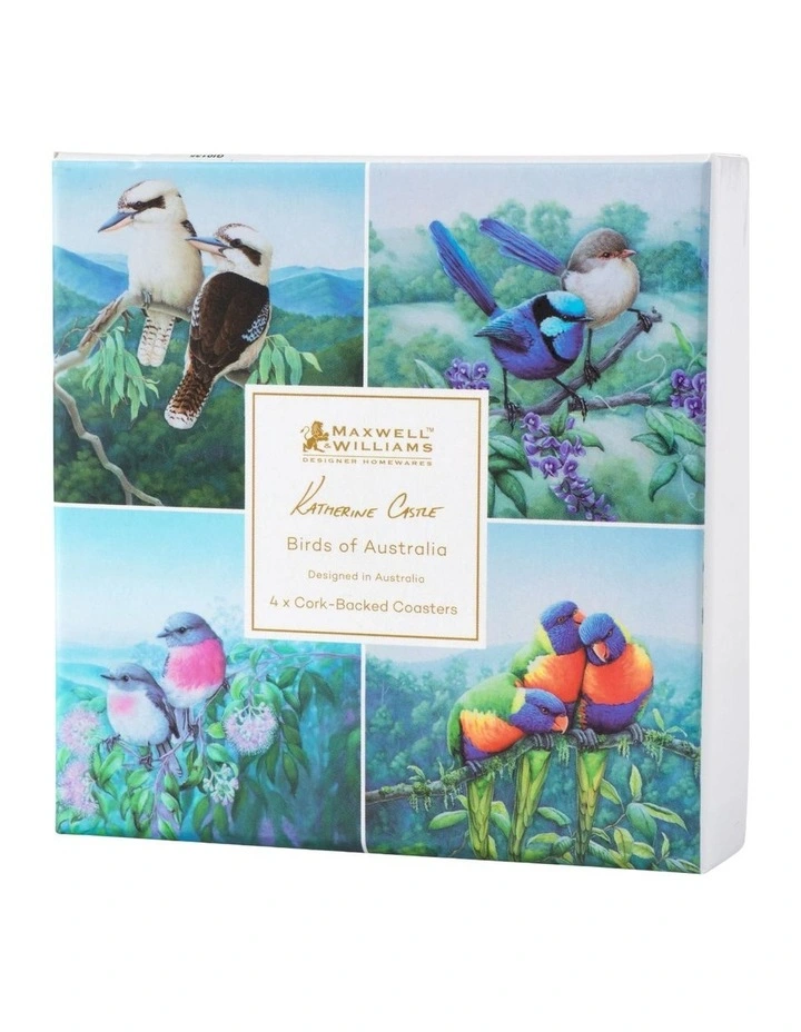 Birds of Australia KC 10 Year Anniversary 10.5cm Set of 4 Gift Boxed Cork Back Coaster image 3