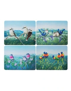 Birds of Australia KC 10-Year Anniversary 34x26.5cm Set of 4 Cork Back Placemat in Multi