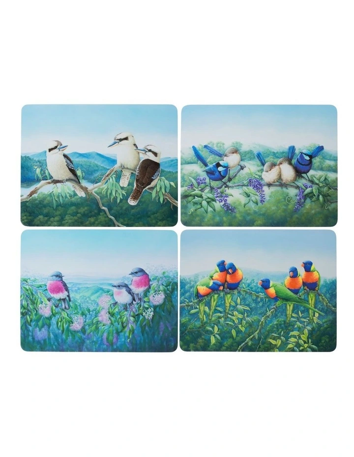 Birds of Australia KC 10-Year Anniversary 34x26.5cm Set of 4 Cork Back Placemat in Multi image 1