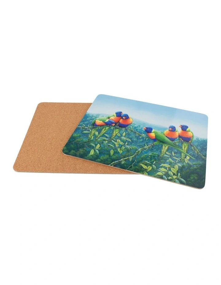 Birds of Australia KC 10-Year Anniversary 34x26.5cm Set of 4 Cork Back Placemat in Multi image 7