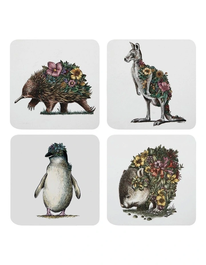 Marini Ferlazzo Australian Families Cork Back Coaster 10.5cm Set of 4 image 1