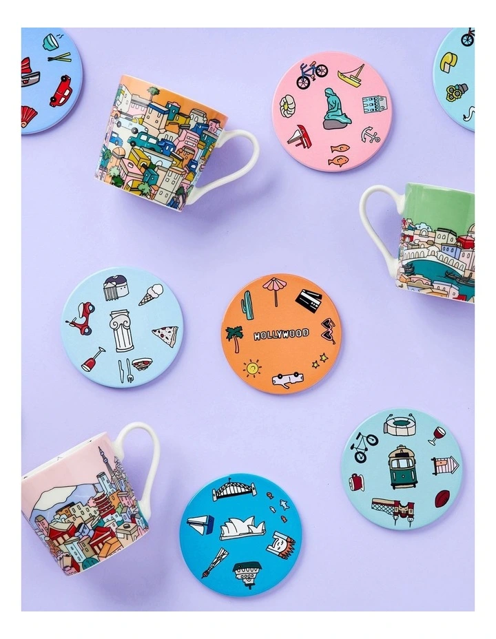 Megan McKean Cities Ceramic Round Coaster 10.5cm Copenhagen image 2