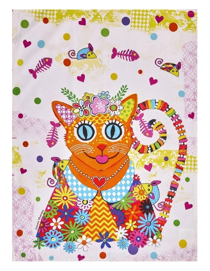 Donna Sharam Kaleidoscope Tea Towel Ginger 50x70cm in Multi image 1