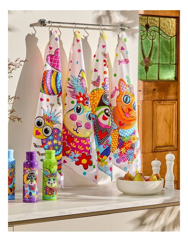 Donna Sharam Kaleidoscope Tea Towel Ginger 50x70cm in Multi image 3
