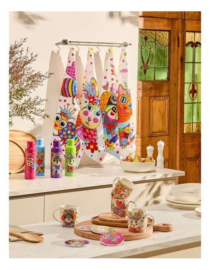 Donna Sharam Kaleidoscope Tea Towel Ginger 50x70cm in Multi image 4