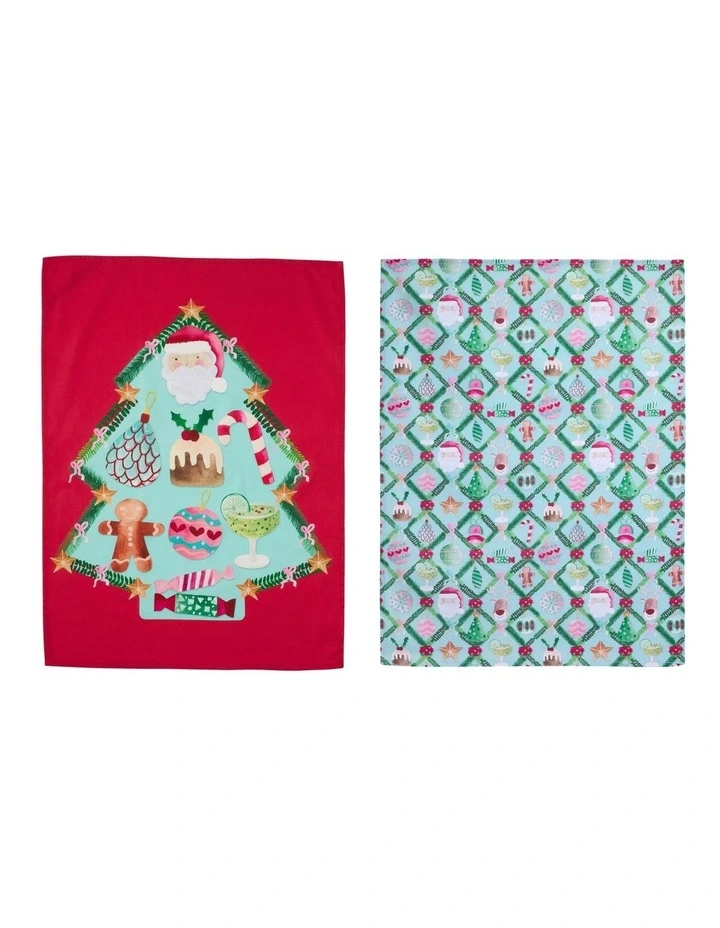 Tis The Season Tea Towel Set of 2 50x70cm in Multi image 1