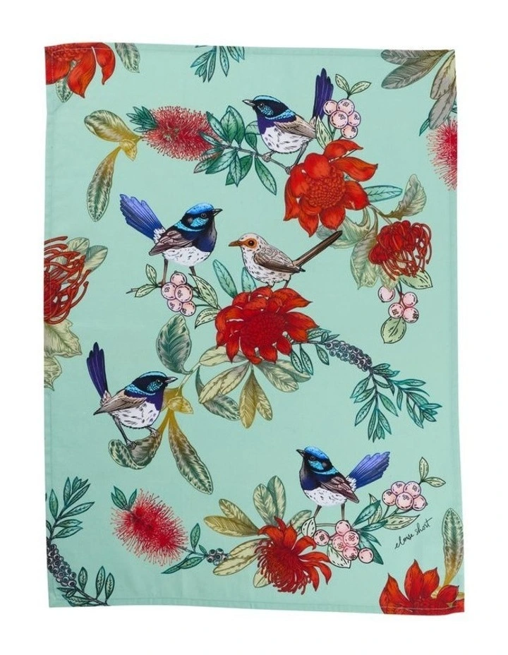 Eloise Short Native Grace Superb Fairy Wren Tea Towel 50x70cm in Multi image 1