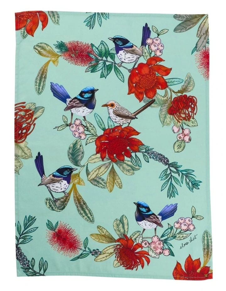 Eloise Short Native Grace Superb Fairy Wren Tea Towel 50x70cm in Multi image 1