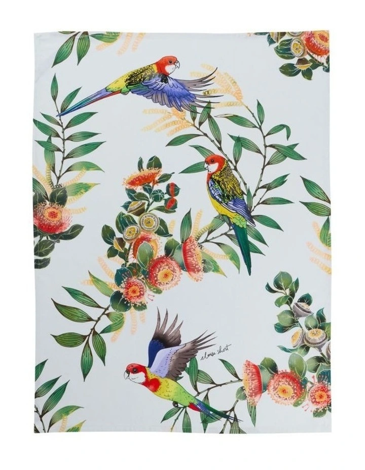 Eloise Short Native Grace Eastern Rosella Tea Towel 50x70cm in Multi image 1