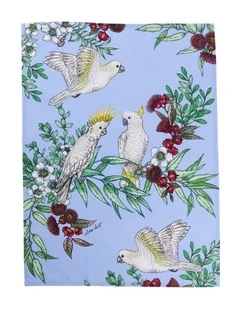 Eloise Short Native Grace Yellow Crested Cockatoo Tea Towel 50x70cm in Multi