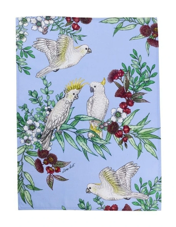 Eloise Short Native Grace Yellow Crested Cockatoo Tea Towel 50x70cm in Multi image 1