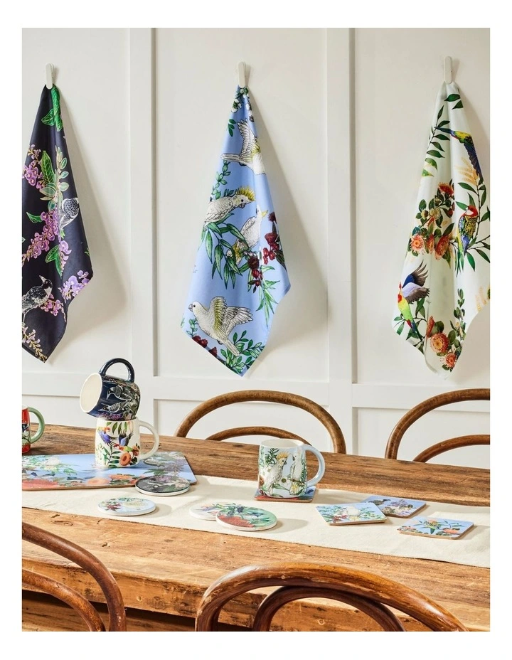 Eloise Short Native Grace Yellow Crested Cockatoo Tea Towel 50x70cm in Multi image 3