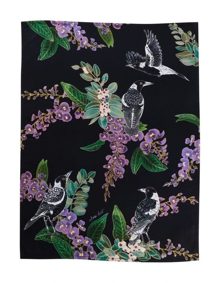 Eloise Short Native Grace Magpie Tea Towel 50x70cm in Multi image 1