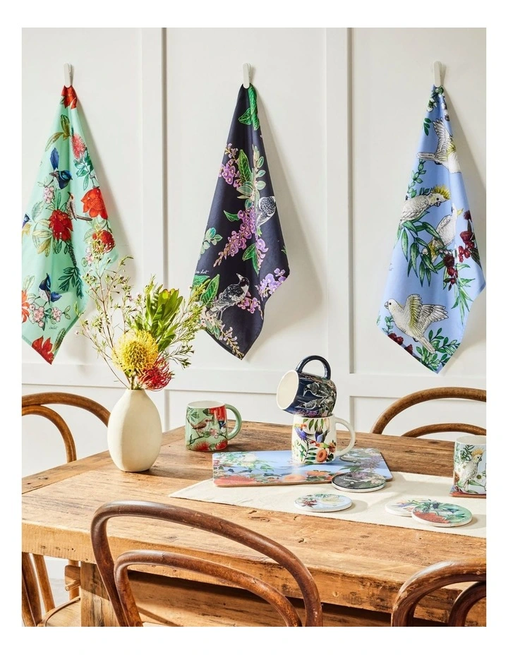 Eloise Short Native Grace Magpie Tea Towel 50x70cm in Multi image 3