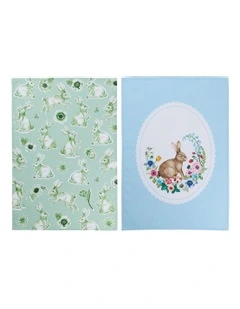 Clover and Cotton Tail Tea Towel 50x70cm Set of 2 in Multi