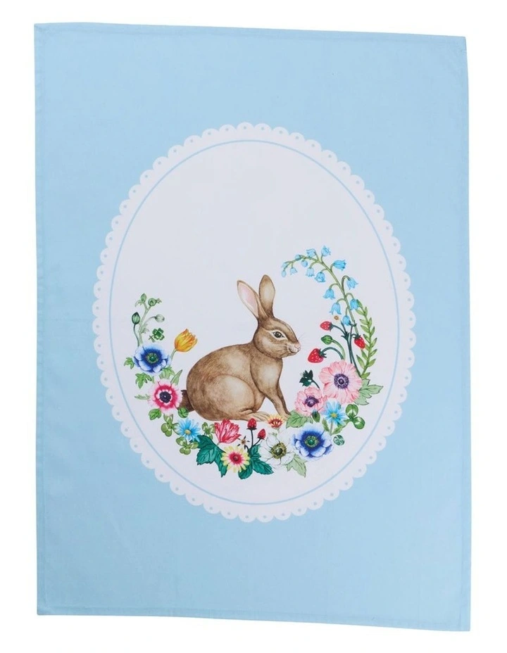 Clover and Cotton Tail Tea Towel 50x70cm Set of 2 in Multi image 3