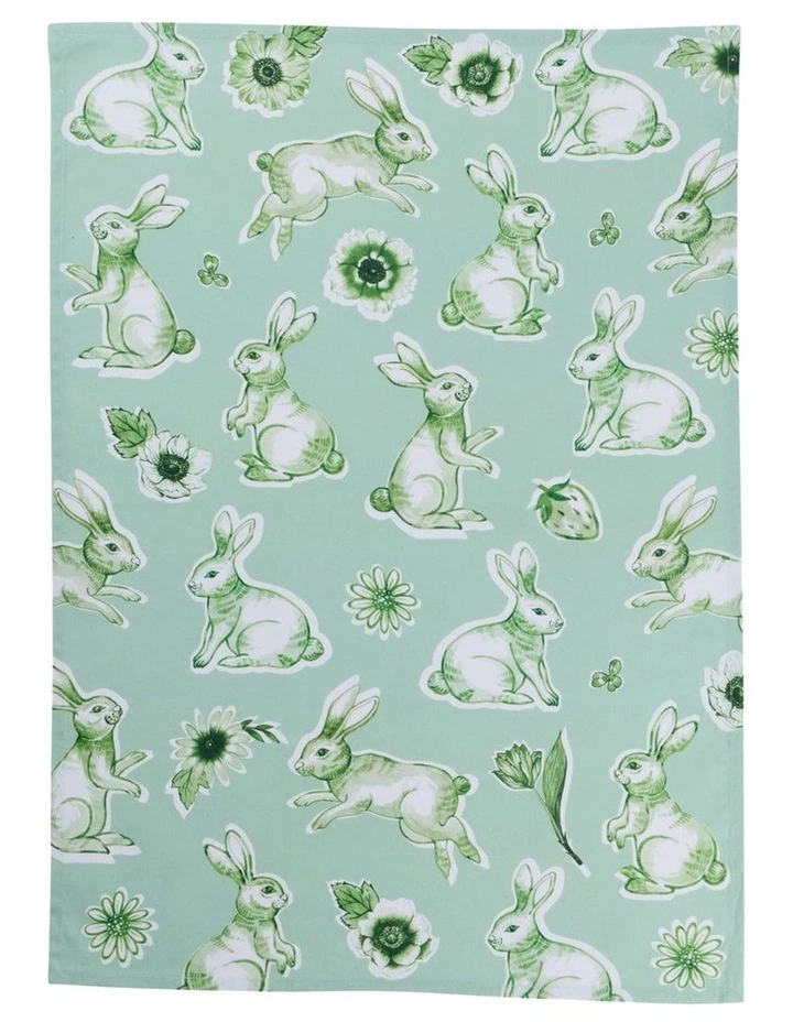 Clover and Cotton Tail Tea Towel 50x70cm Set of 2 in Multi image 4