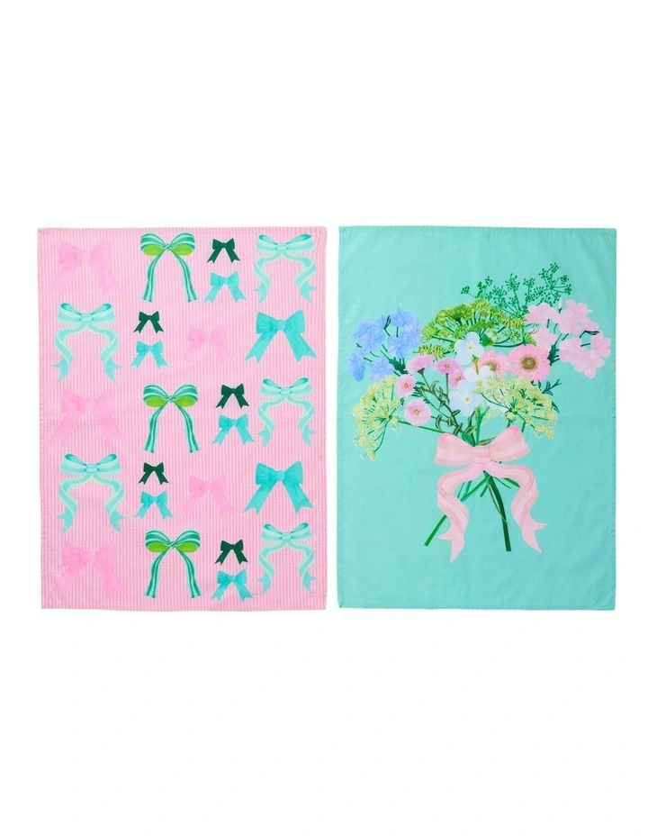Cherish Tea Towel Set of 2 50x70cm in Multi image 1
