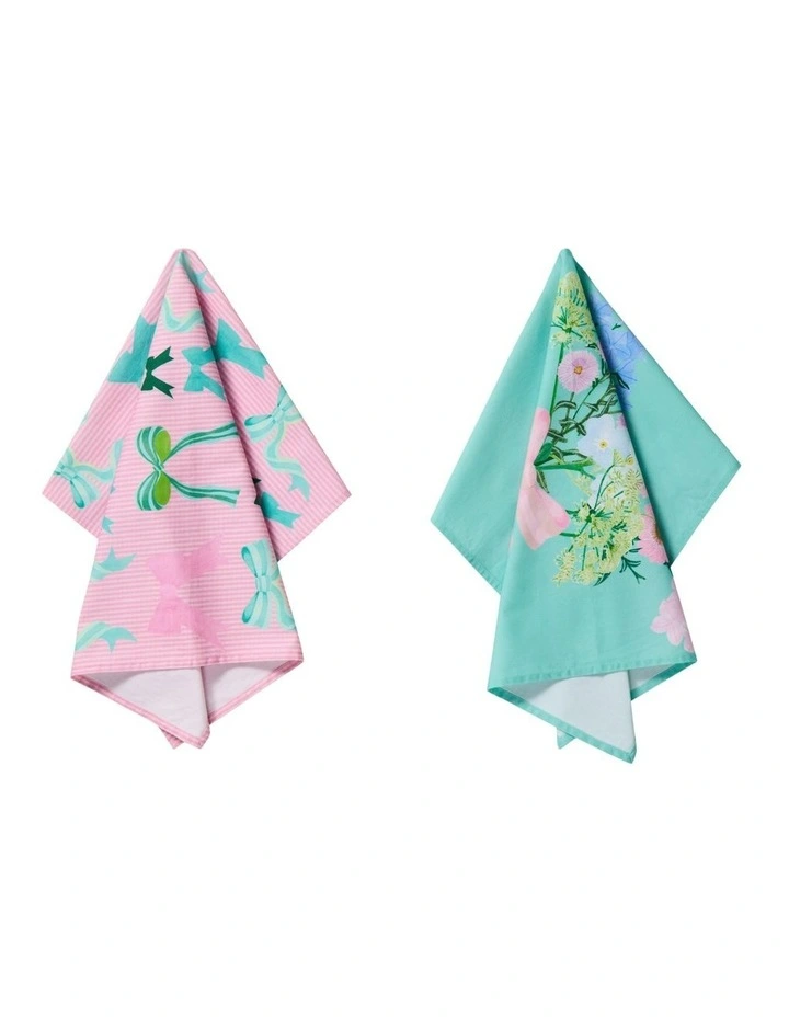Cherish Tea Towel Set of 2 50x70cm in Multi image 2